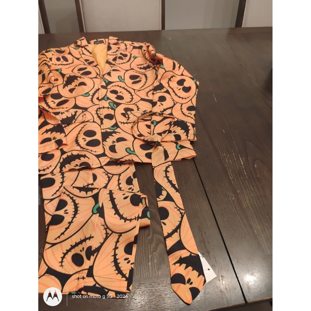 Suitmeup Kids Halloween Pumpkin Jack O Lantern Suit Blazer Pants Tie Set L 10-12